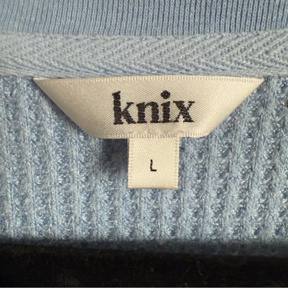 225. Knix Waffle Knit Henley Long Sleeve Top Blue – Size L - Picture 2 of 8
